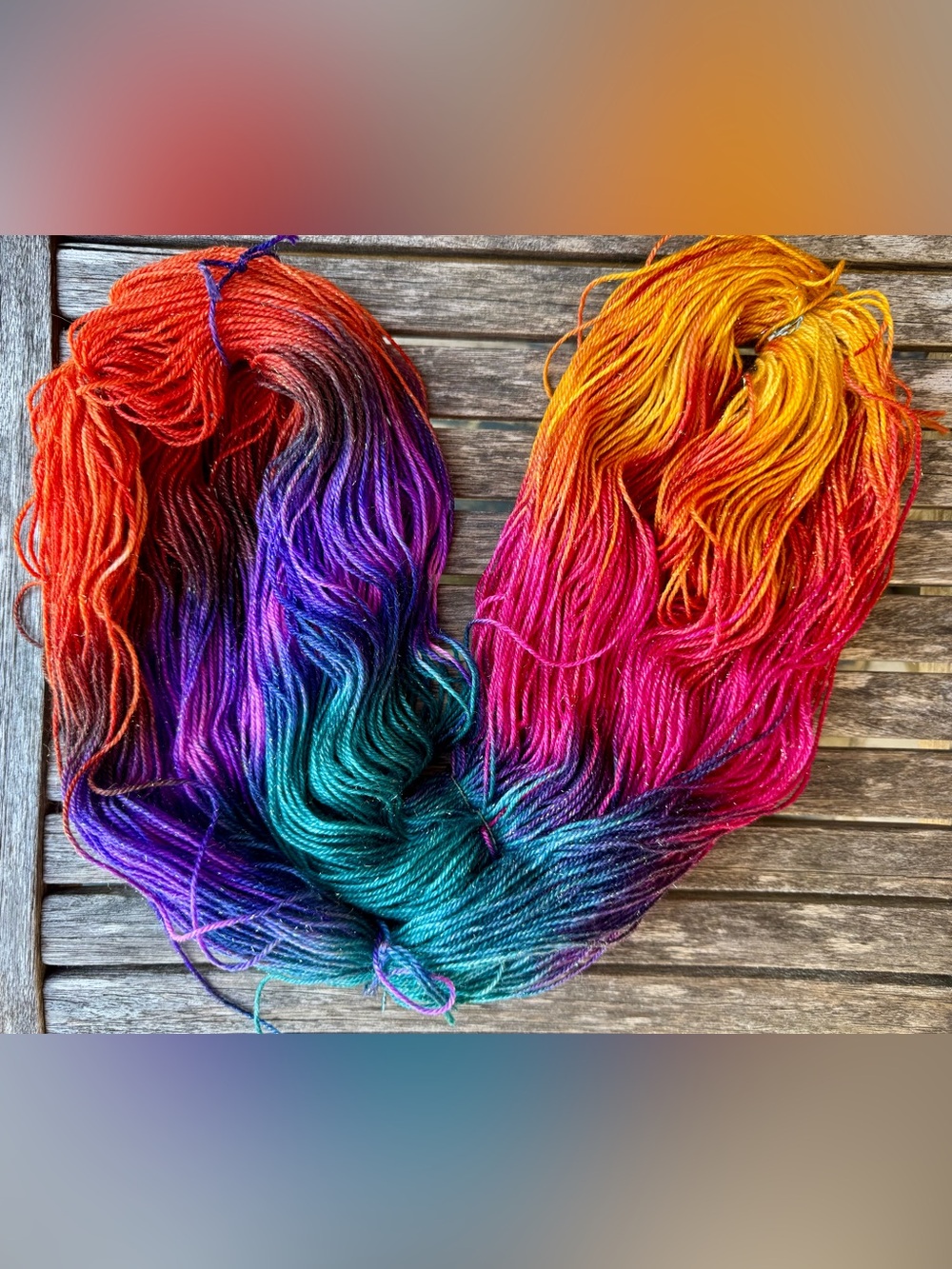 Hand-Dyed Gold Stelinna Fingering Gradient Yarn Skein - Multicolor Fiber Art